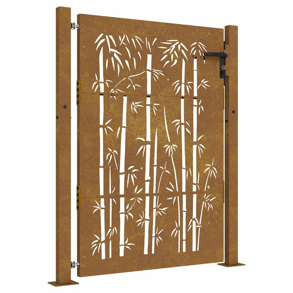 Vidaxxl-Tor 105 x 155 cm, Bambus-Design, Cortenstahl