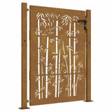 Vidaxxl-Tor 105 x 155 cm, Bambus-Design, Cortenstahl