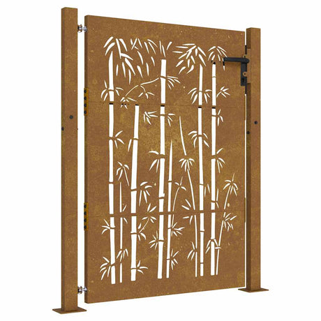 Vidaxxl-Tor 105 x 155 cm, Bambus-Design, Cortenstahl