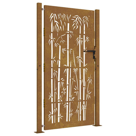Vidaxxl-Tor 105 x 205 cm, Bambus-Design, Cortenstahl