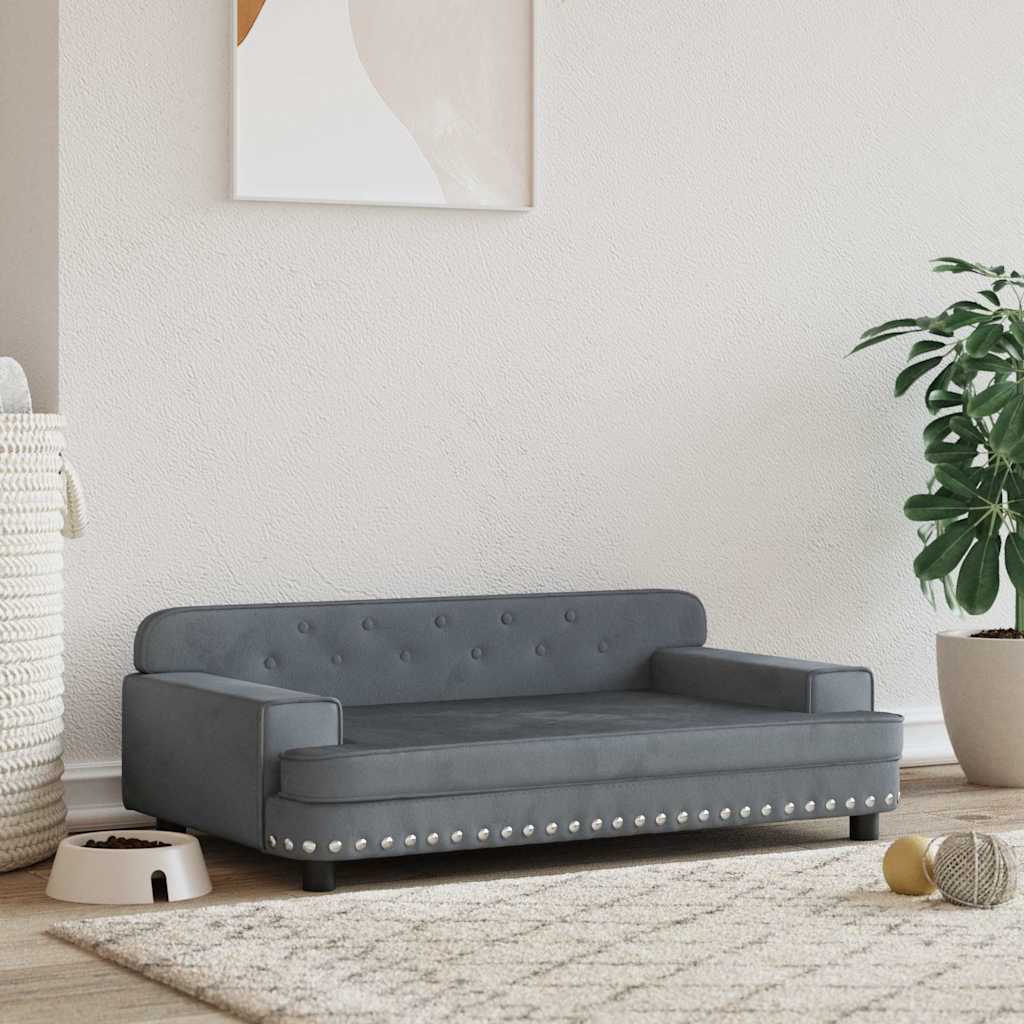 Vidaxl Hundekorb 90x53x30 cm Samt dunkelgrau