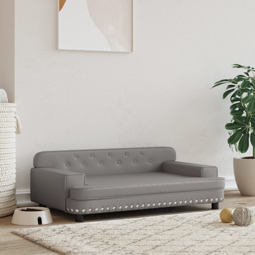 VidaXL Hundebett 90x53x30 cm Kunstleder grau