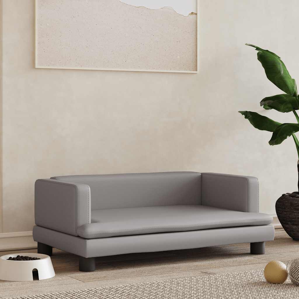 Vidaxl Hundekorb 80x45x30 cm künstliches Ledergrau grau