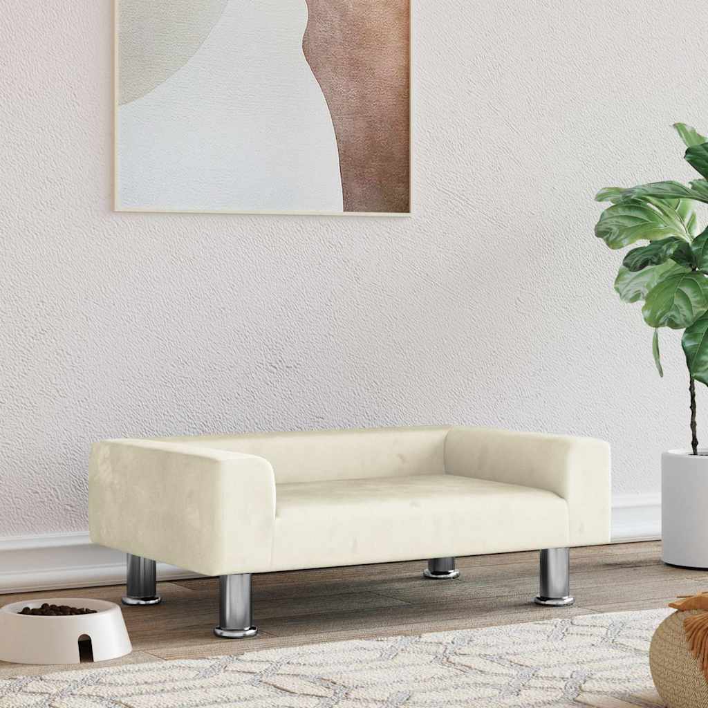 Vidaxxl Hundebett 70x45x26,5 cm Samt cremefarben