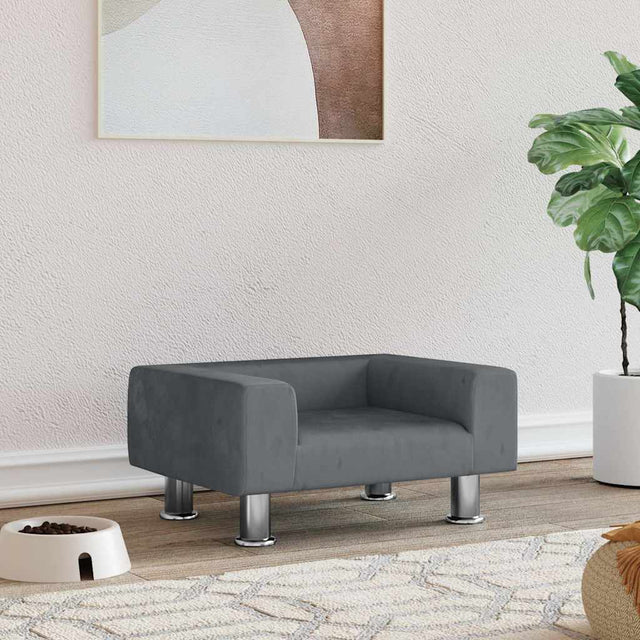 Vidaxl Hundekorb 50x40x26,5 cm Samt dunkelgrau