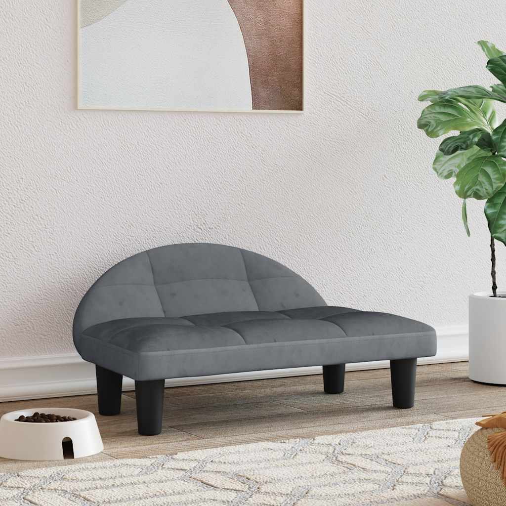 Vidaxxl Hundebett 70x52x30 cm Samt dunkelgrau
