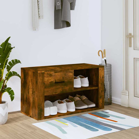 VIDAXL -Schuhschrank 80x35x45 cm Eigenschaften mit geräuchertem Eichenfarbe farbig