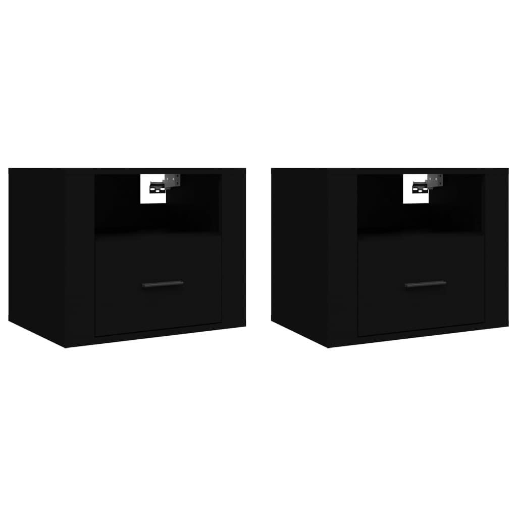 Vidaxl nachtkastjes 2 st wandgemonteerd 50x36x40 cm zwart