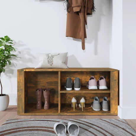 VIDAXL -Schuhschrank 100x35x45 cm Eigenschaften mit geräuchertem Eichenbaus befördert