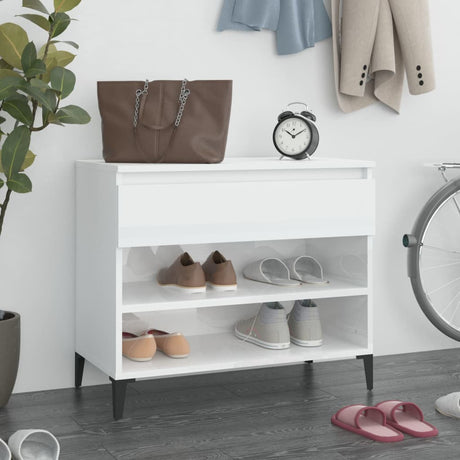 Vidaxl Schuhschrank 70x36x60 cm propertiertes Holz Hochglanz weiß