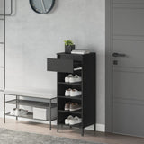 VIDAXL -Schuhregal 40x36x105 cm verarbeitetes Holz schwarz schwarz