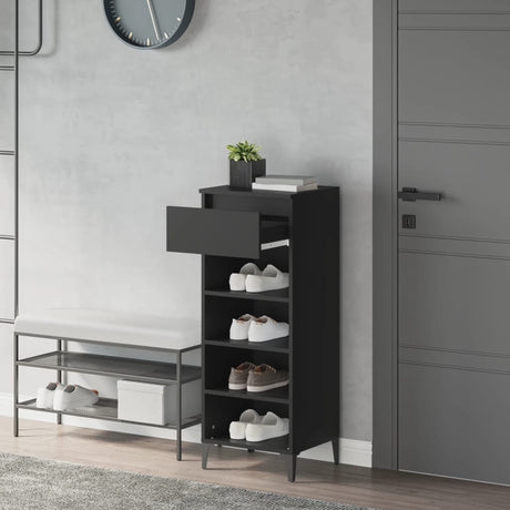VIDAXL -Schuhregal 40x36x105 cm verarbeitetes Holz schwarz schwarz