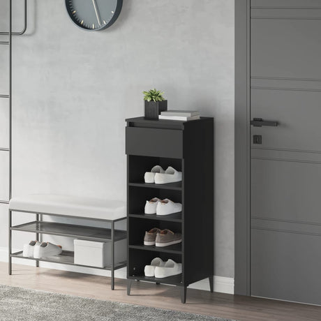VIDAXL -Schuhregal 40x36x105 cm verarbeitetes Holz schwarz schwarz