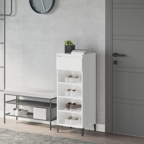VIDAXL -Schuhregal 40x36x105 cm verarbeitetes Holz Hochglanz weiß