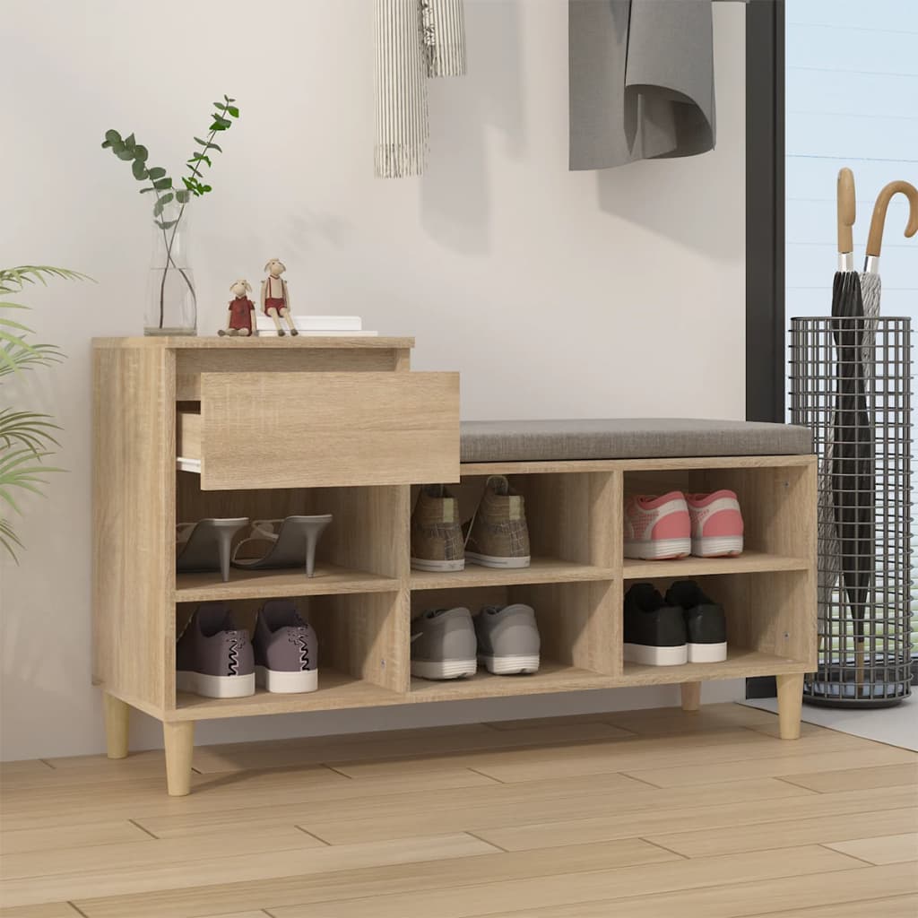Vidaxl schoenenkast 102x36x60 cm bewerkt hout sonoma eikenkleurig