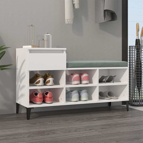 Vidaxl Schuhschrank 102x36x60 cm verarbeitetes Holz Hochglanz weiß