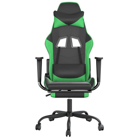 Vidaxl gamestoel met voetensteun kunstleer zwart en groen