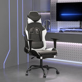 Vidaxl gamestoel met voetensteun kunstleer zwart en wit
