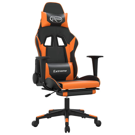 Vidaxl gamestoel met voetensteun kunstleer zwart en oranje