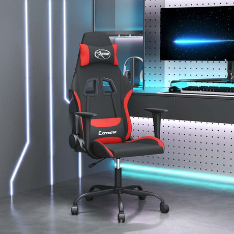 Vidaxl gamestoel stof zwart en rood