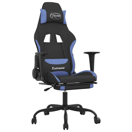 Vidaxl gamestoel met voetensteun stof zwart en blauw