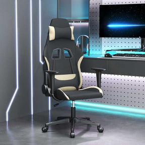Vidaxl gamestoel stof zwart en crème