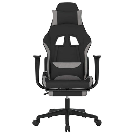 Vidaxl gamestoel met voetensteun stof zwart en lichtgrijs
