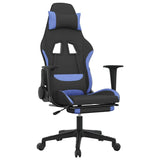 Vidaxl gamestoel met voetensteun stof zwart en blauw