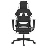Vidaxl gamestoel met voetensteun stof zwart en wit