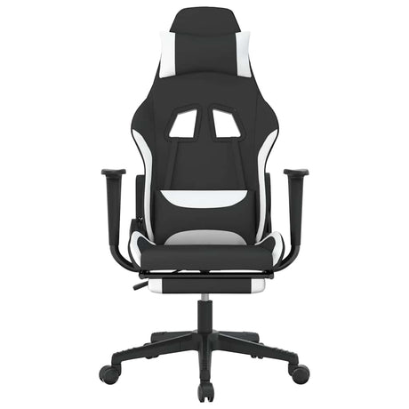Vidaxl gamestoel met voetensteun stof zwart en wit