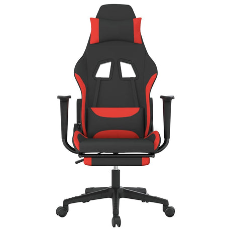 Vidaxl gamestoel met voetensteun stof zwart en rood
