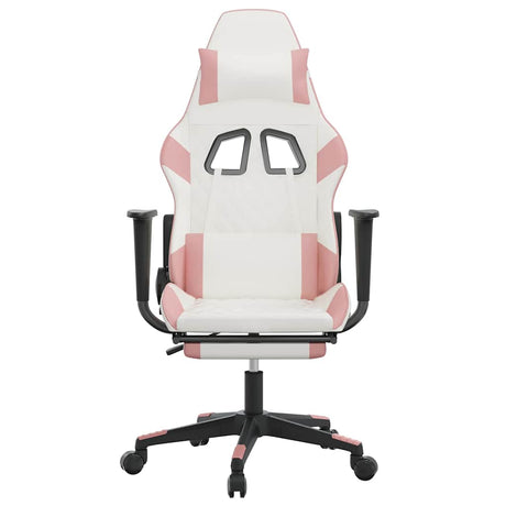 Vidaxl gamestoel met voetensteun kunstleer wit en roze