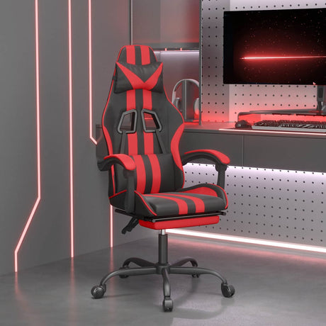 Vidaxl gamestoel met voetensteun kunstleer zwart en rood