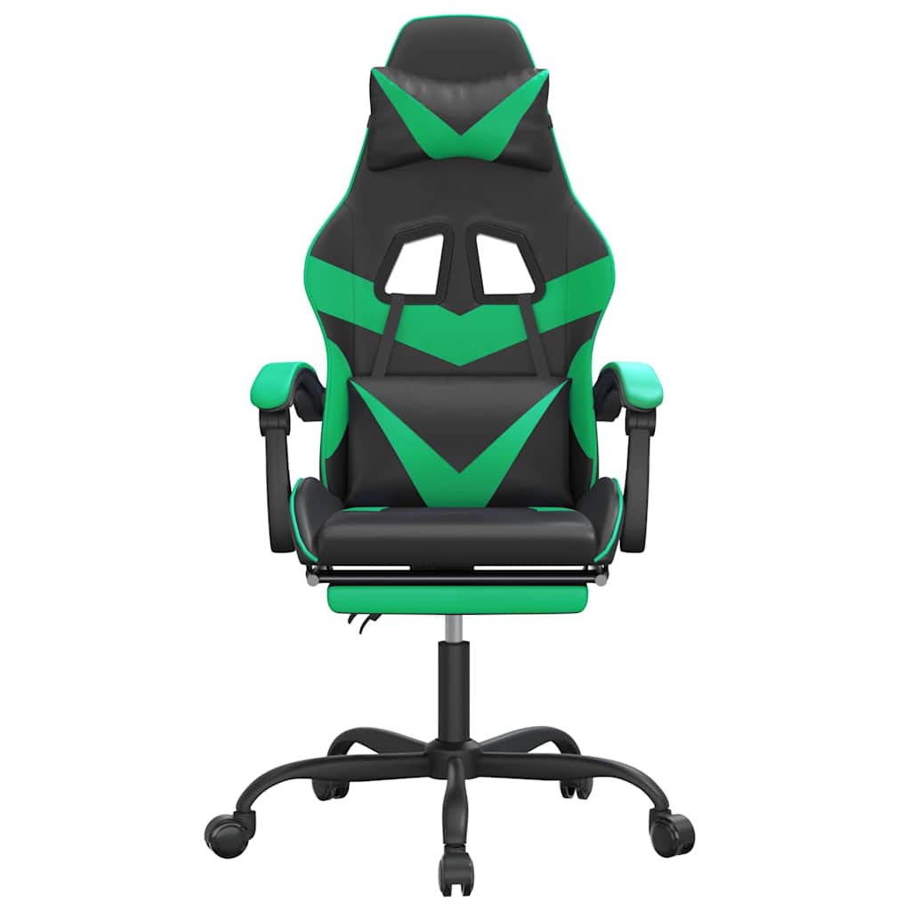 Vidaxl gamestoel met voetensteun kunstleer zwart en groen