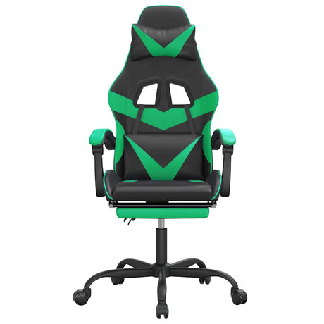 Vidaxl gamestoel met voetensteun kunstleer zwart en groen