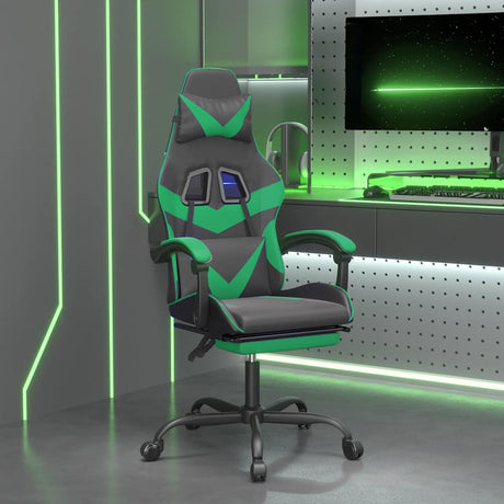 Vidaxl gamestoel met voetensteun kunstleer zwart en groen