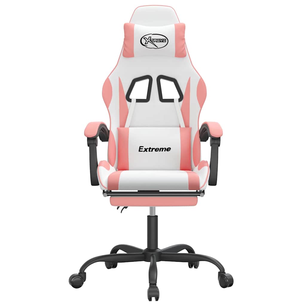 Vidaxl gamestoel met voetensteun kunstleer wit en roze