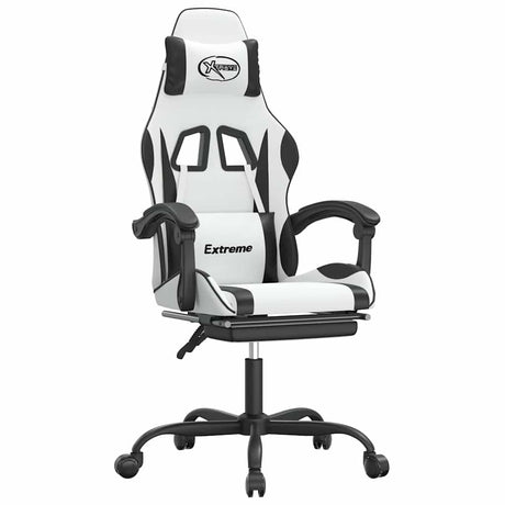 Vidaxl gamestoel met voetensteun kunstleer wit en zwart