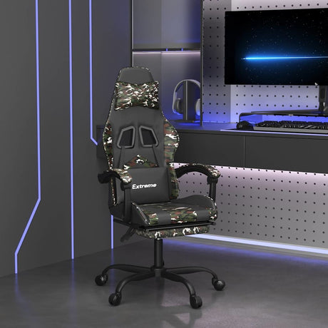 Vidaxl gamestoel met voetensteun kunstleer zwart en camouflage