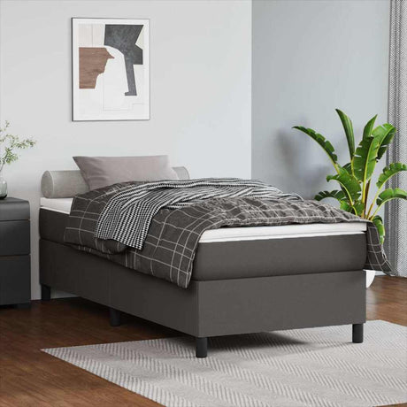 Vidaxl boxspring bed kunstleer grijs 90x190 cm