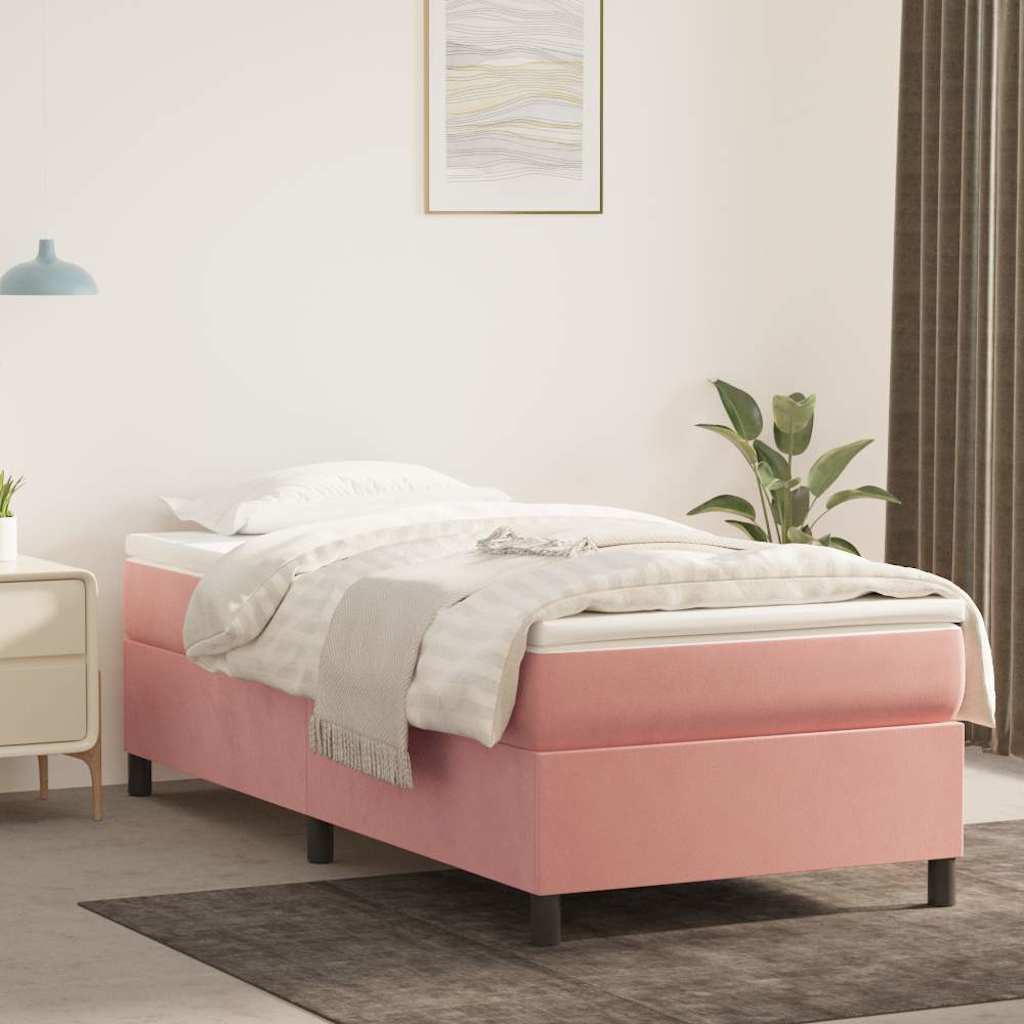 Vidaxl boxspring bed fluweel roze 90x190 cm