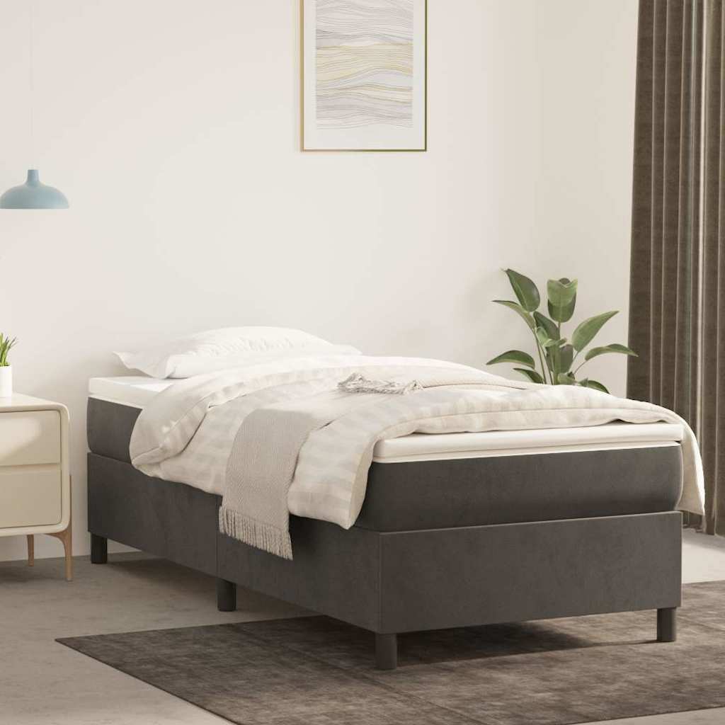Vidaxl boxspring bed 90x200 cm fluweel donkergrijs