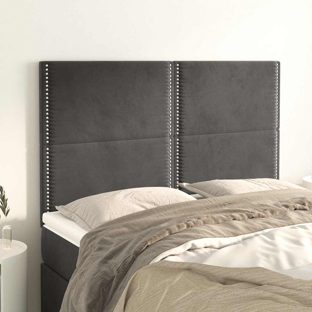 Vidaxl hoofdbord donkergrijs 144x5x118 128 cm fluweel