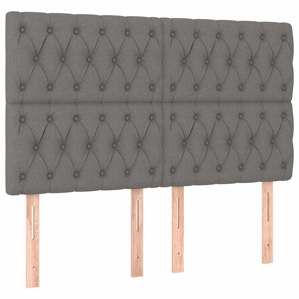 Vidaxl hoofdbord donkergrijs 144x7x118 128 cm stof