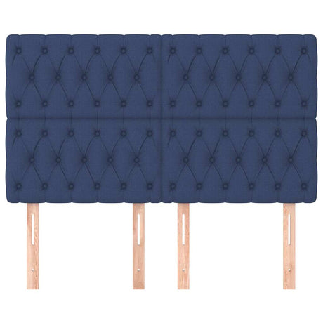Vidaxl hoofdbord blauw 160x7x118 128 cm stof