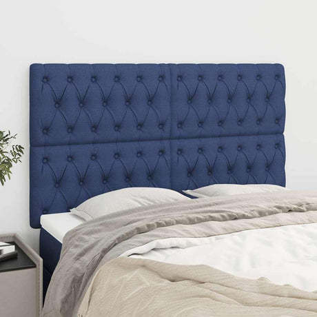 Vidaxl hoofdbord blauw 160x7x118 128 cm stof
