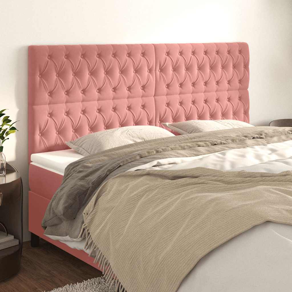 Vidaxl hoofdbord roze 200x7x118 128 cm fluweel