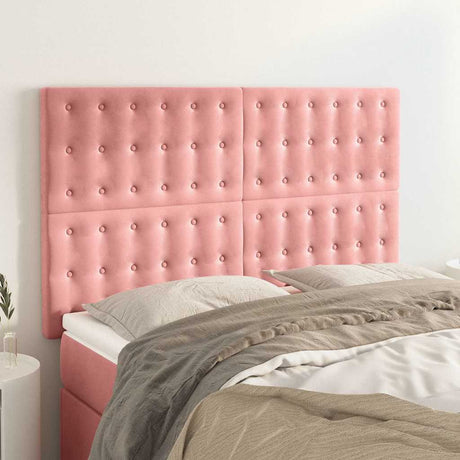 Vidaxl hoofdbord roze 144x5x118 128 cm fluweel