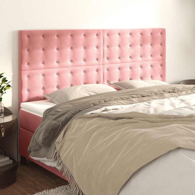 Vidaxl hoofdbord roze 200x5x118 128 cm fluweel