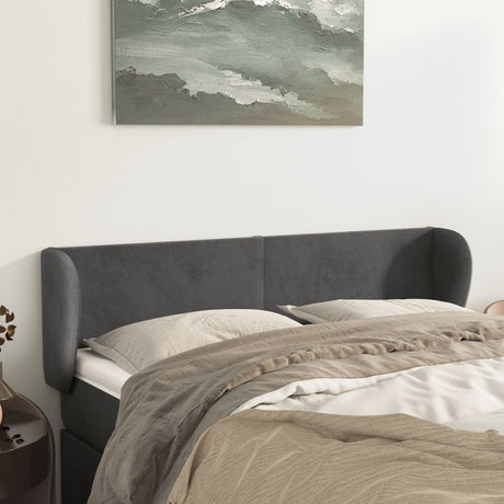 Vidaxl hoofdbord met randen 147x23x78 88 cm fluweel donkergrijs